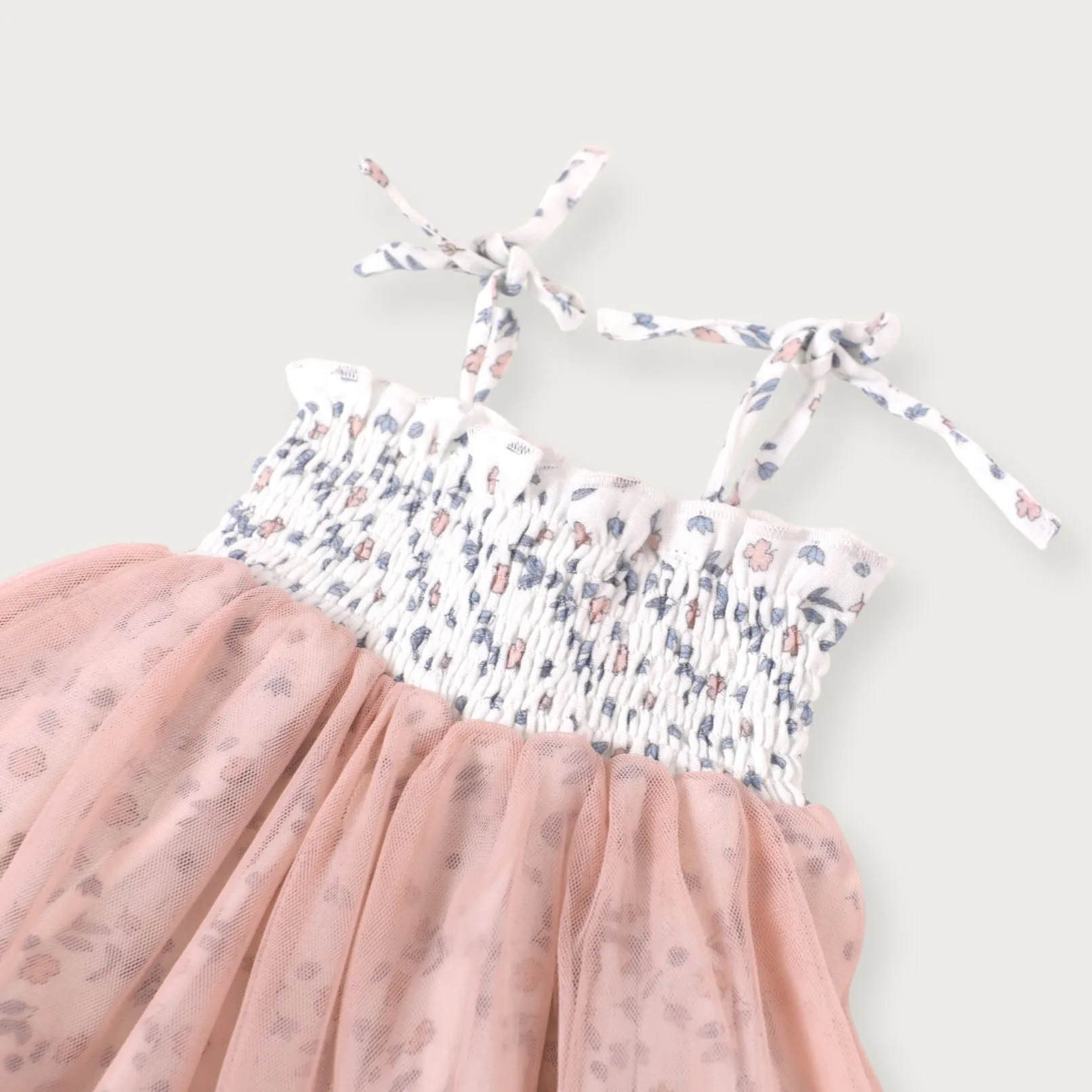 Emma Smocked Baby Tutu Dress   Bloomer - Blue & Pink Floral
