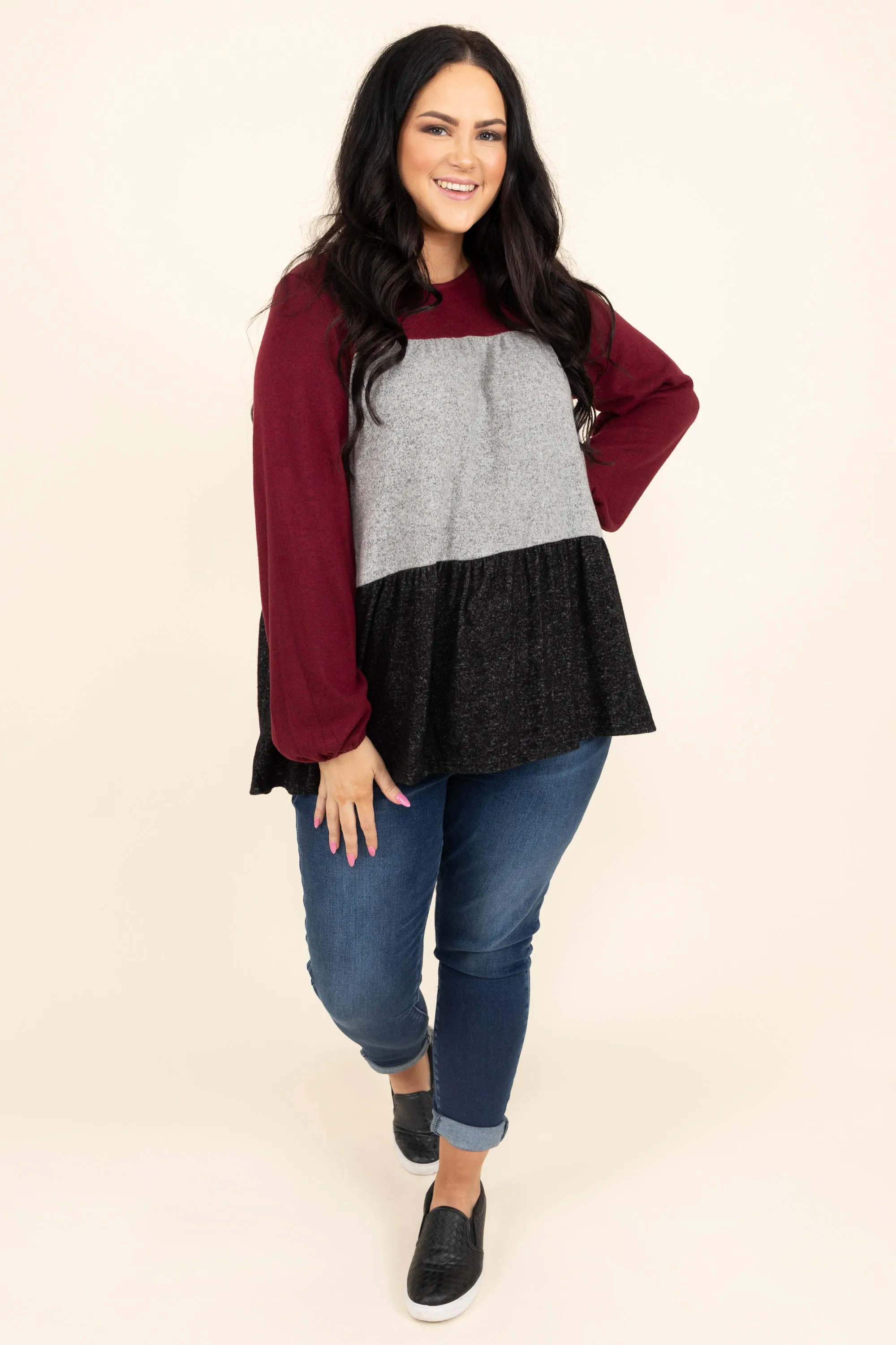 Falling Into Autumn Top, Ruby Multi