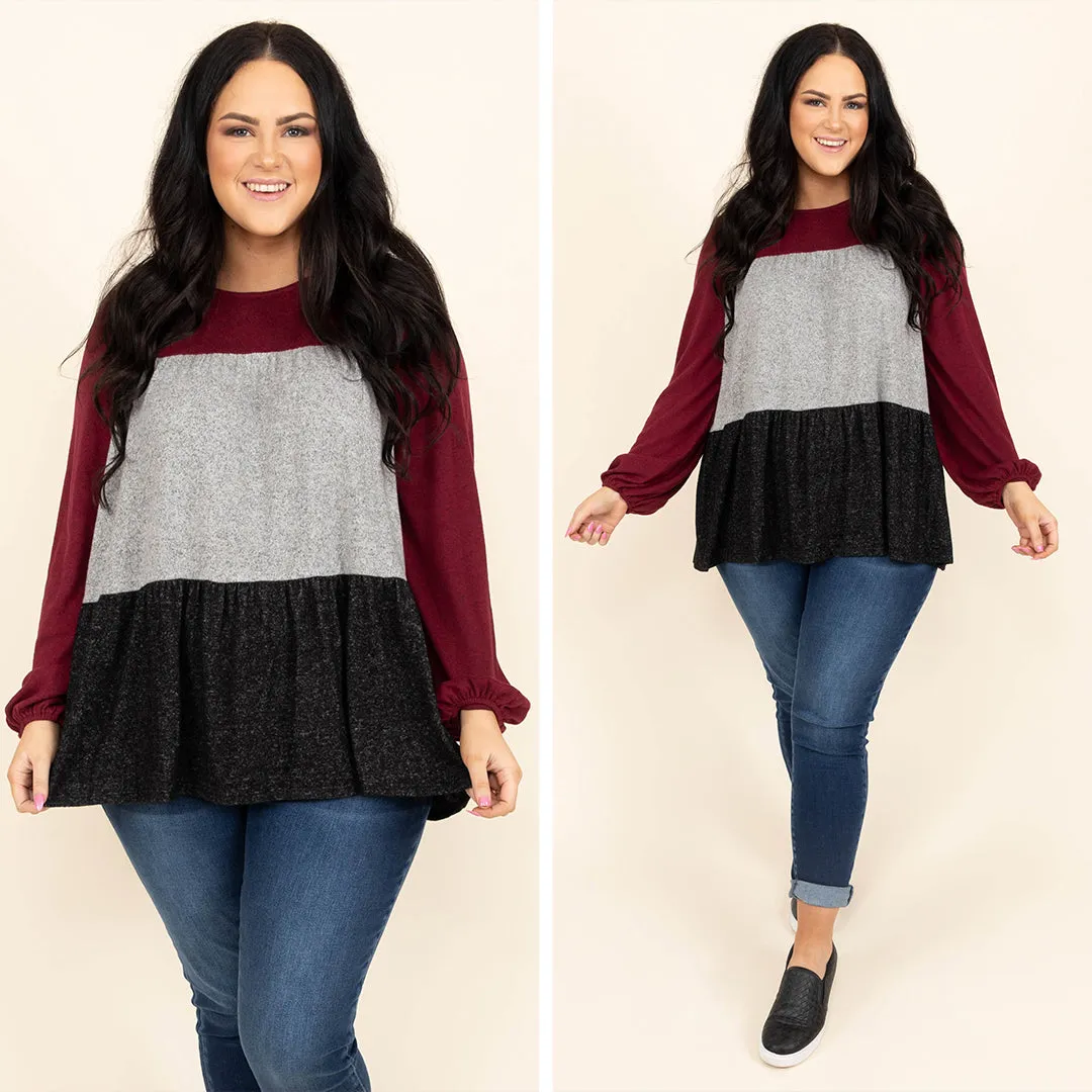 Falling Into Autumn Top, Ruby Multi