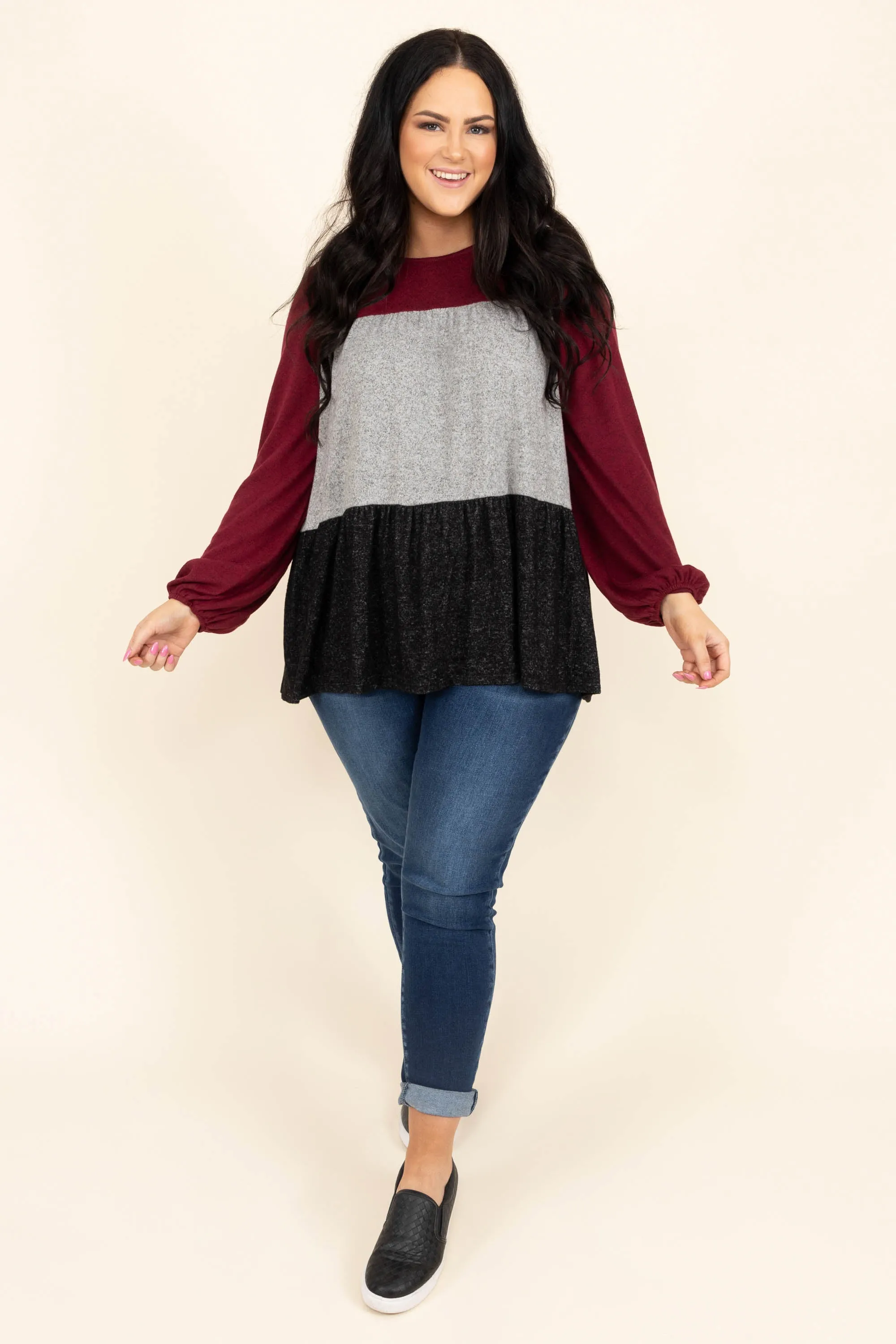 Falling Into Autumn Top, Ruby Multi
