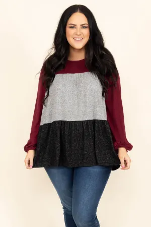 Falling Into Autumn Top, Ruby Multi