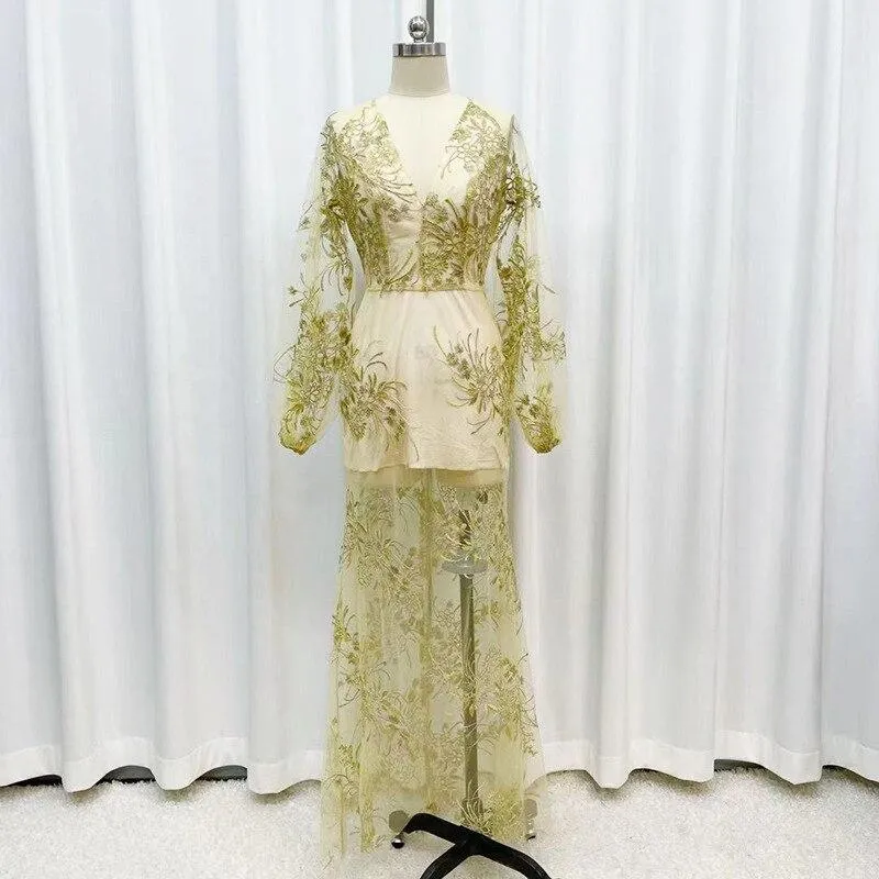 FashionSierra - Embroidery Elegant Long Maxi Designer Dresses