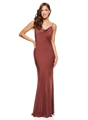 Faulty - Sasha Satin Cowl Neck Maxi - Cornflower - Size 10