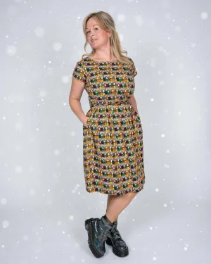 Festive: Nutcracker Parade Stretch Belted Tea Dress with Pockets