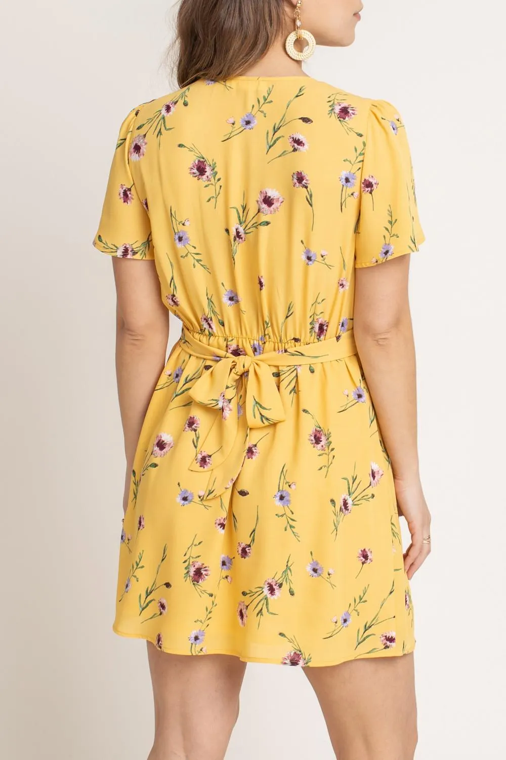 Floral Wrap Dress (Yellow)