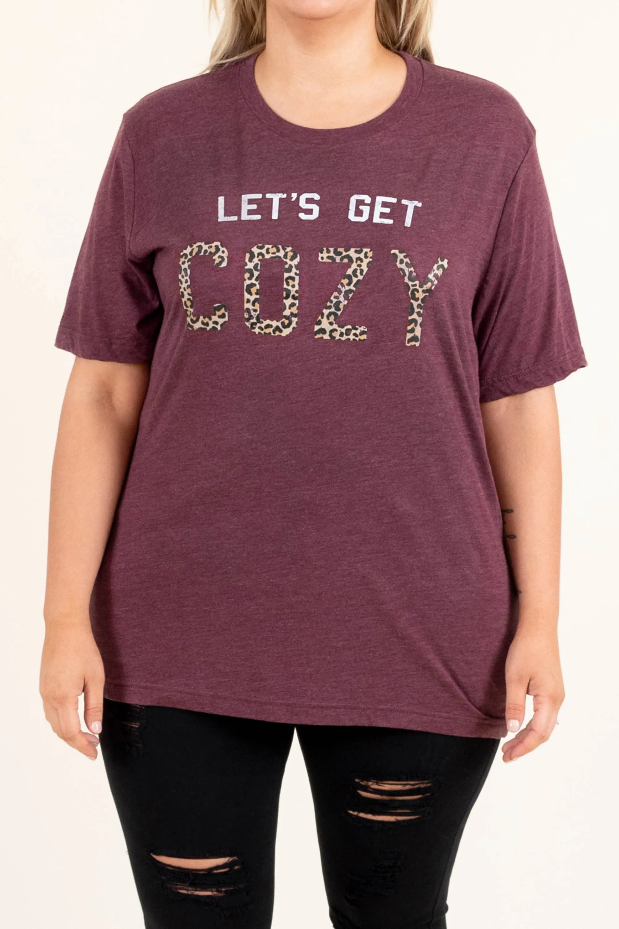 Getting Cozy Tee, Maroon Triblend
