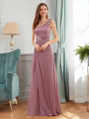 Glamorous One Shoulder Evening Dresses with Aplique