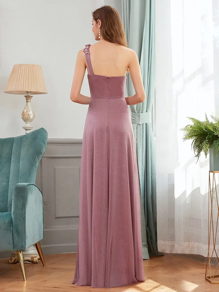 Glamorous One Shoulder Evening Dresses with Aplique