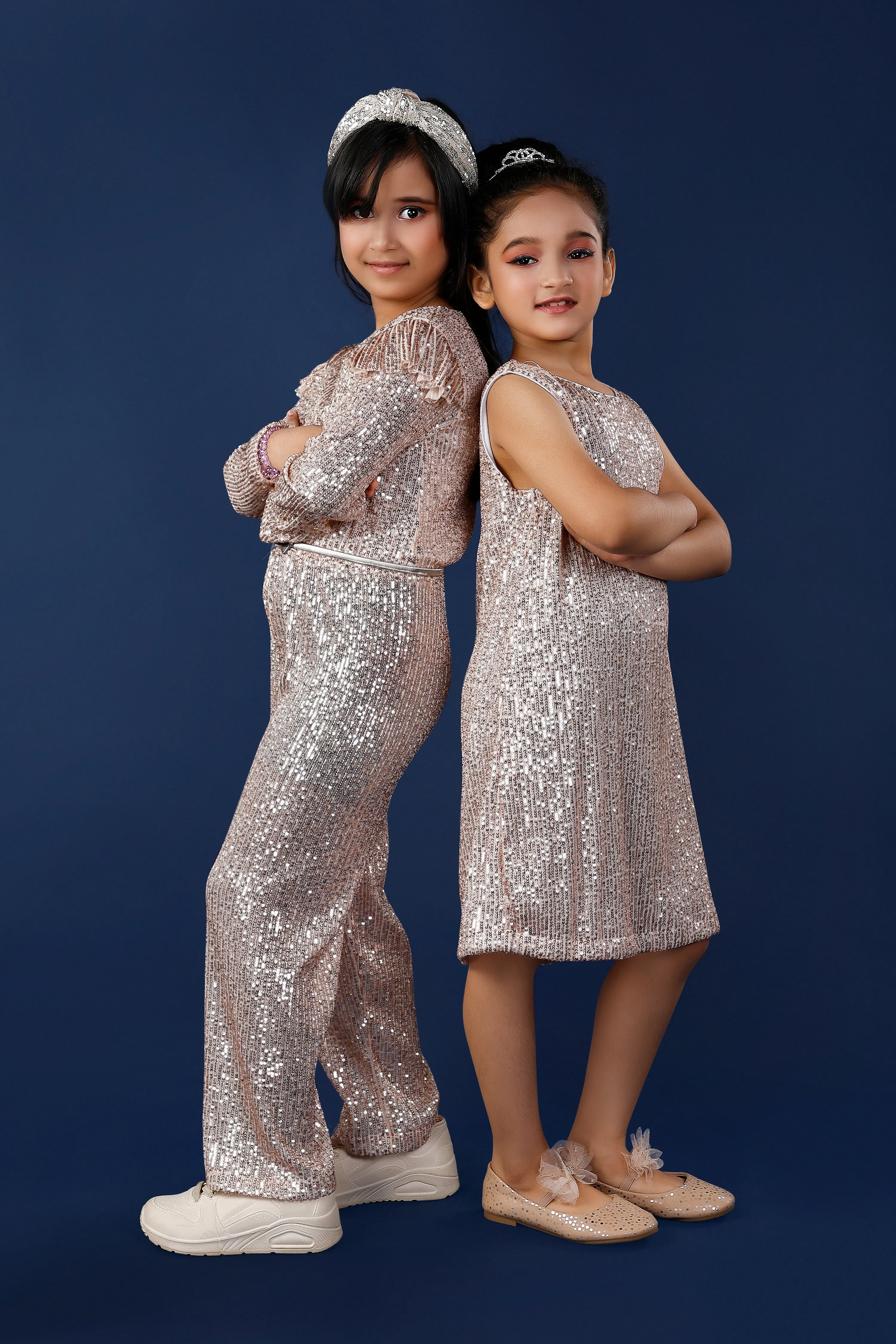 Golden Sequinned Elegant Girls Party Dress