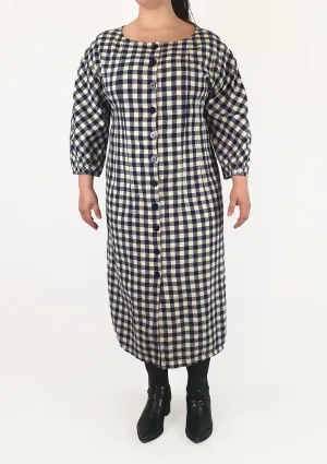 Gorman blue and white check print long sleeve dress size 16