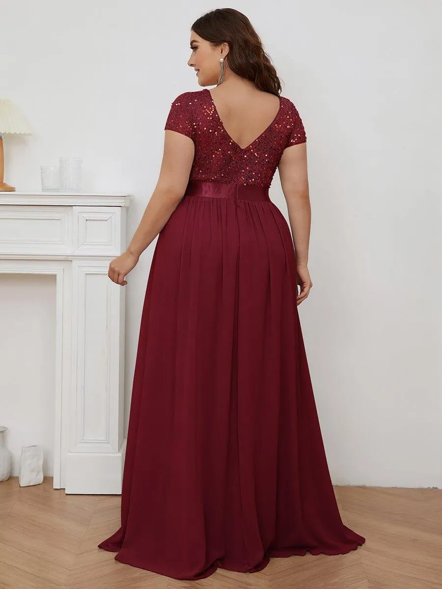 Greta | Empire Waist V-Neck Cap Sleeve Chiffon Formal Evening Dress