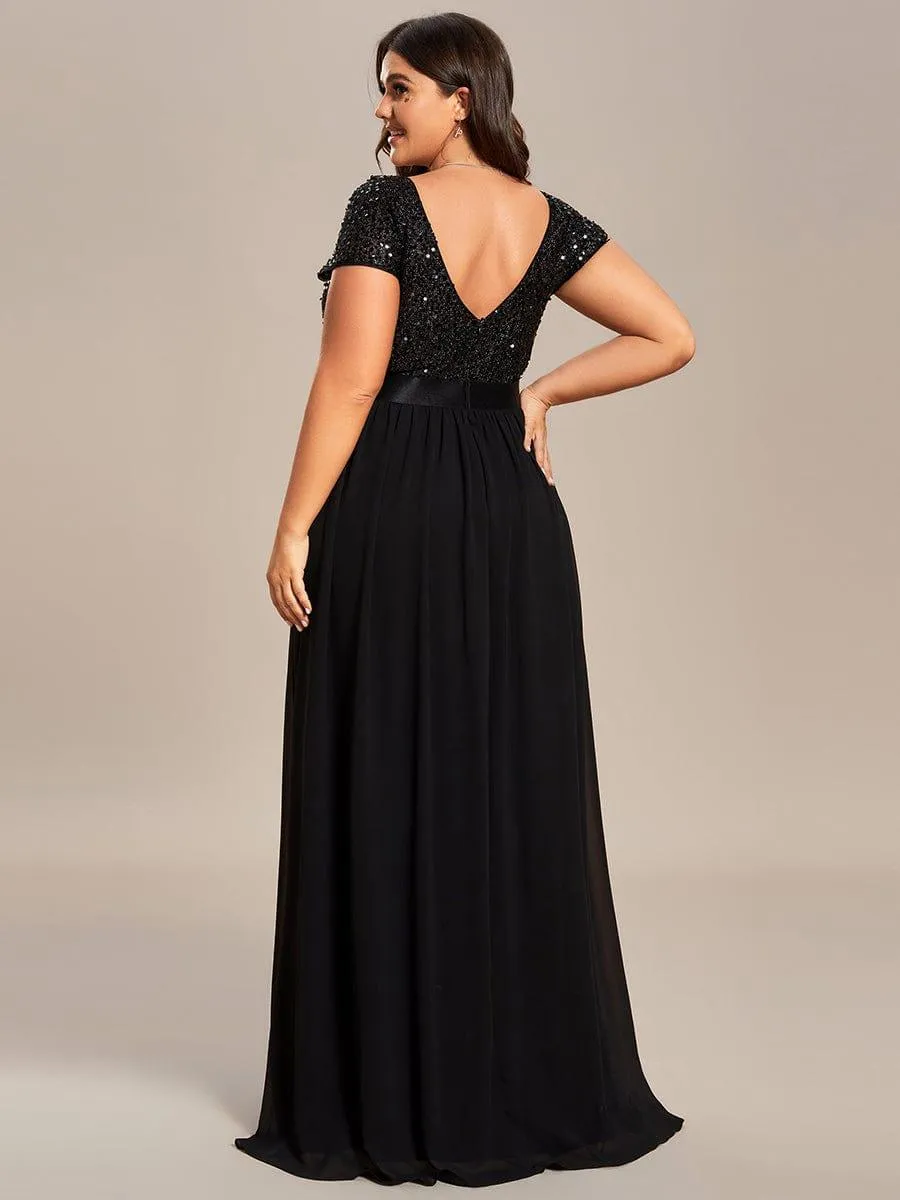 Greta | Empire Waist V-Neck Cap Sleeve Chiffon Formal Evening Dress