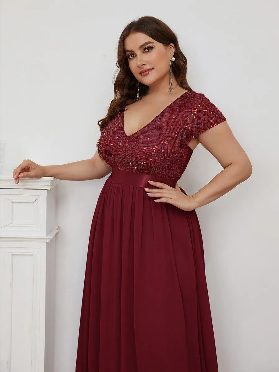 Greta | Empire Waist V-Neck Cap Sleeve Chiffon Formal Evening Dress