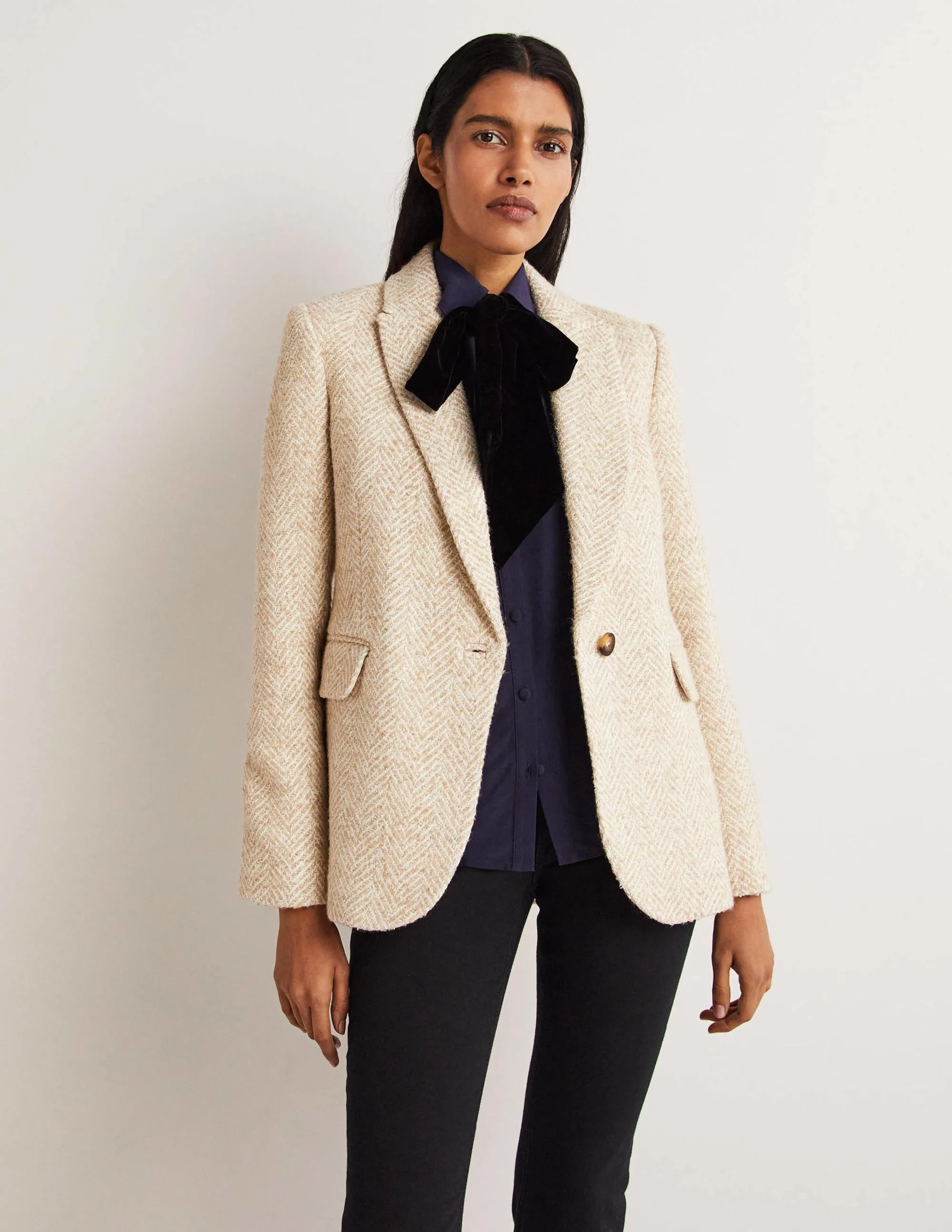 Herringbone Party Blazer-Gold Metallic Herringbone