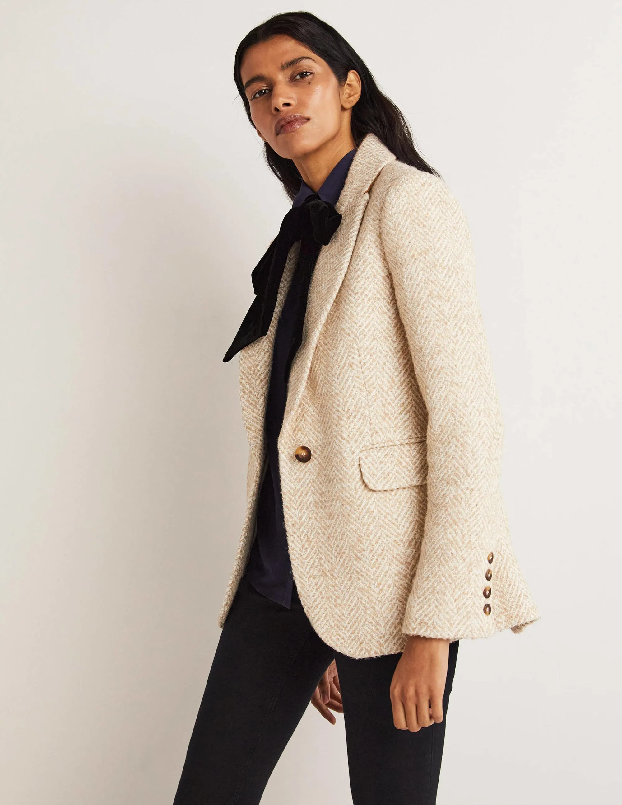 Herringbone Party Blazer-Gold Metallic Herringbone