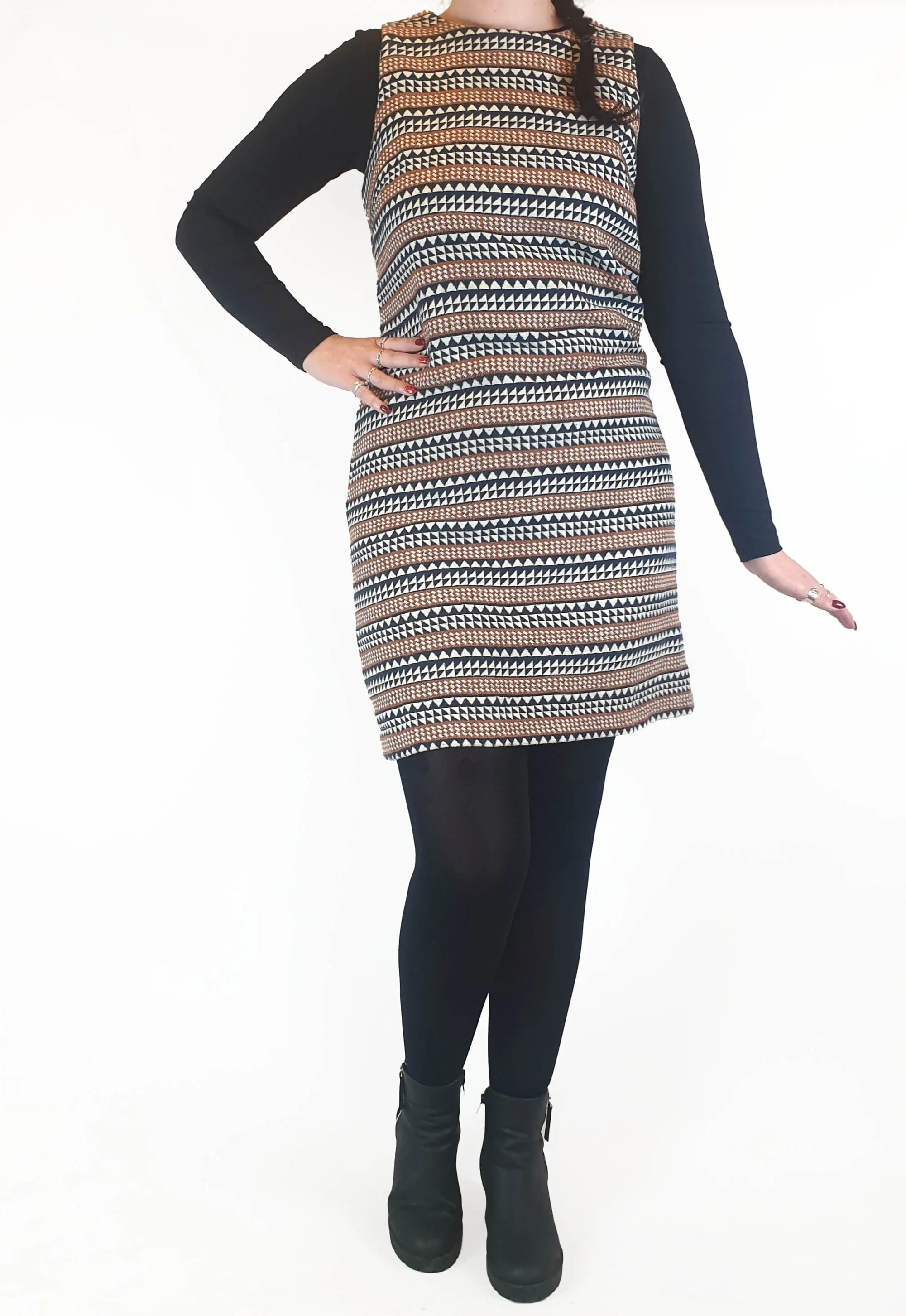 Hi There by Karen Walker unique print cotton mix knit sleeveless dress size 12