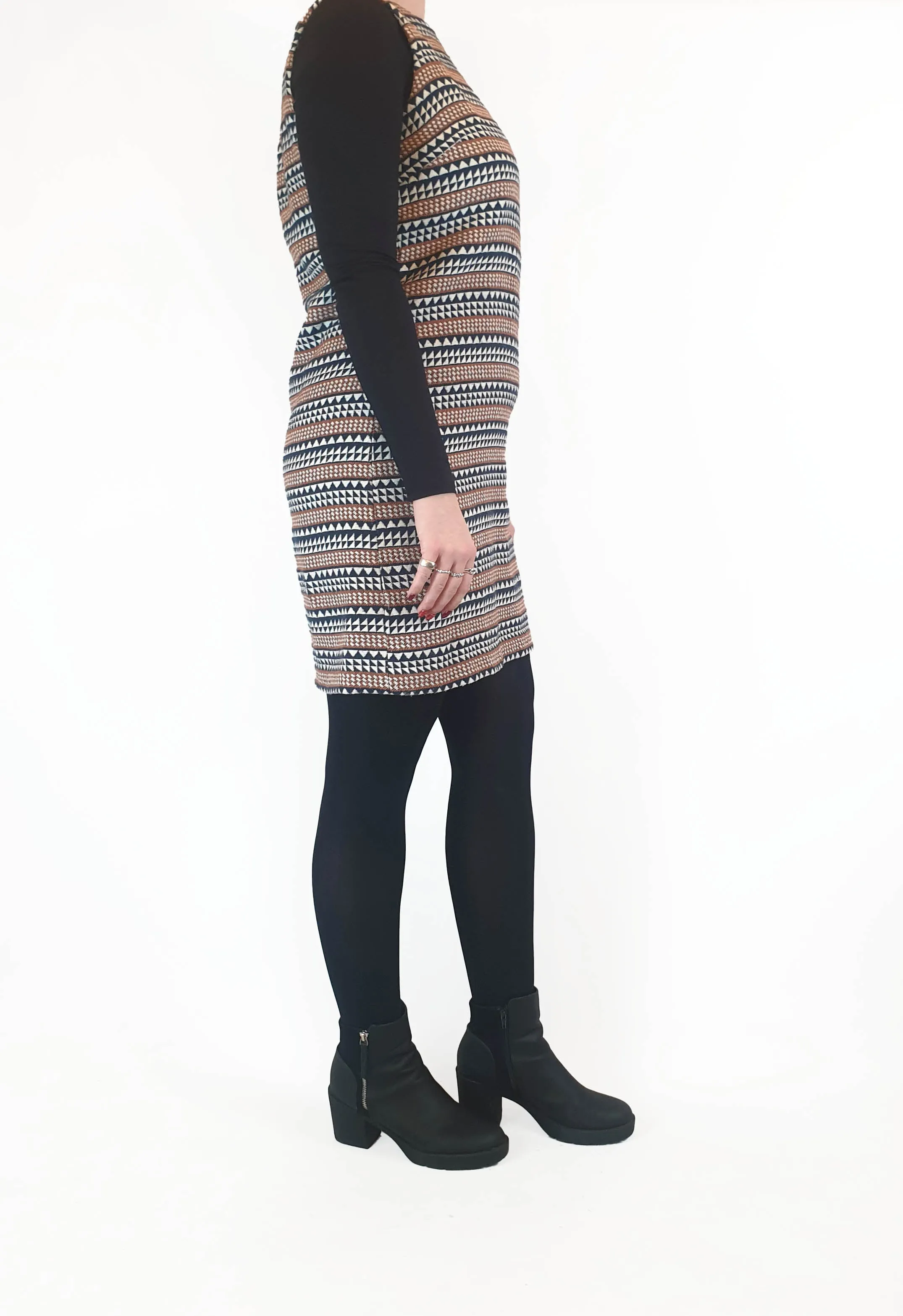 Hi There by Karen Walker unique print cotton mix knit sleeveless dress size 12