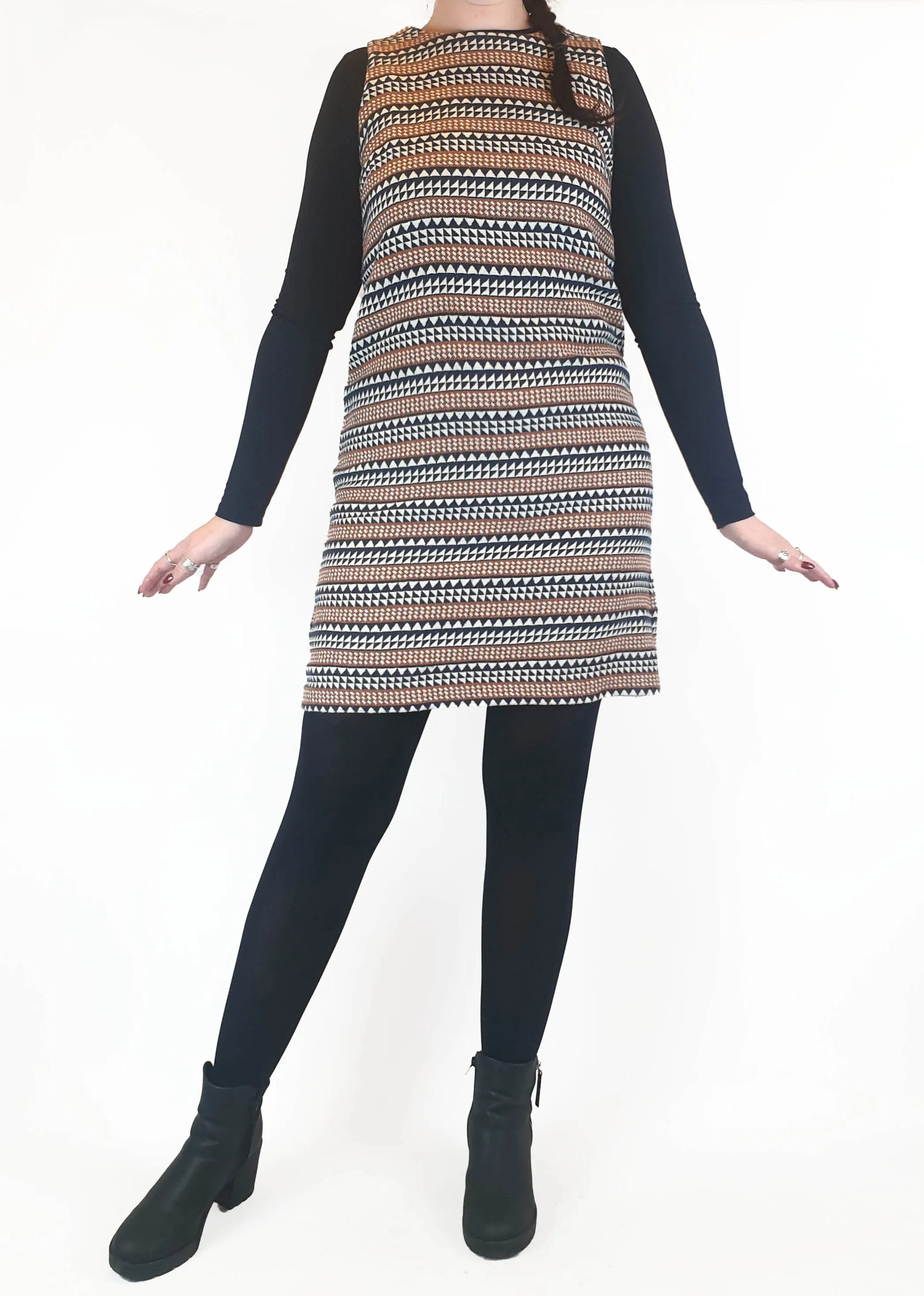 Hi There by Karen Walker unique print cotton mix knit sleeveless dress size 12