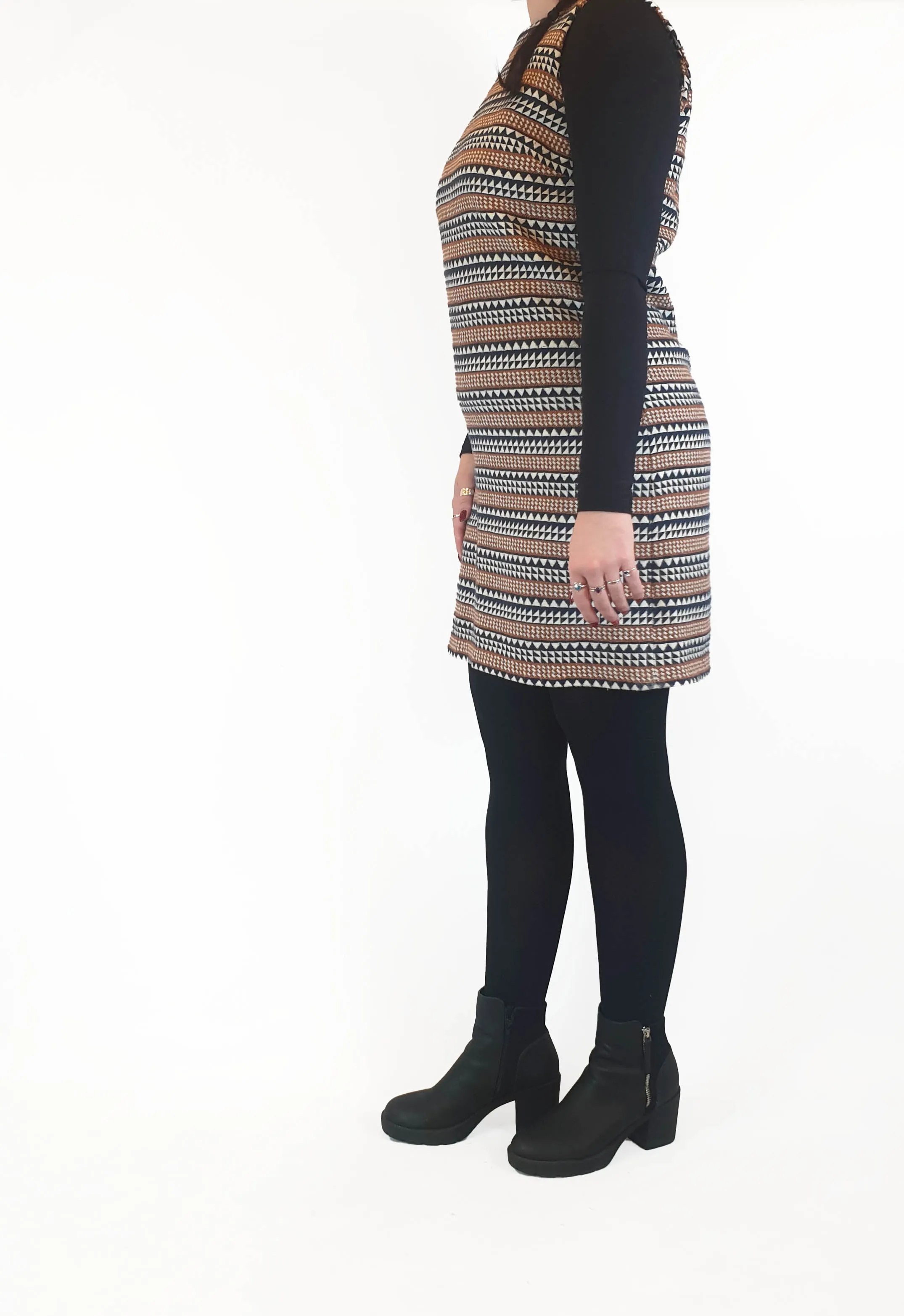 Hi There by Karen Walker unique print cotton mix knit sleeveless dress size 12