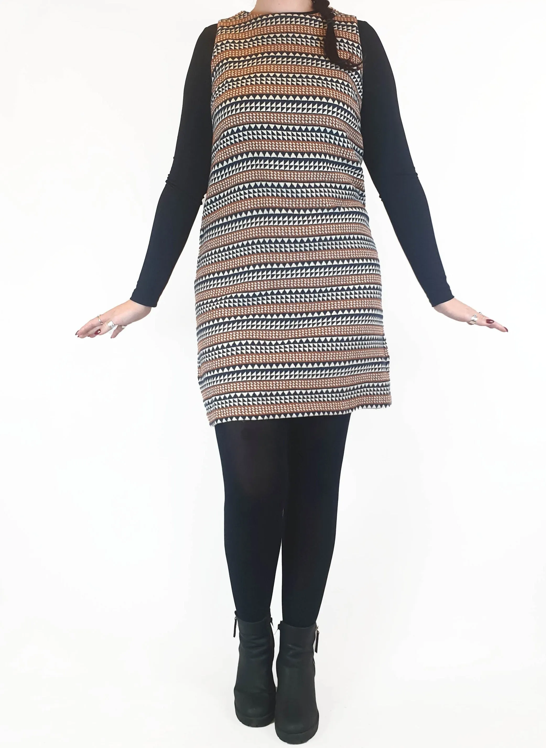 Hi There by Karen Walker unique print cotton mix knit sleeveless dress size 12