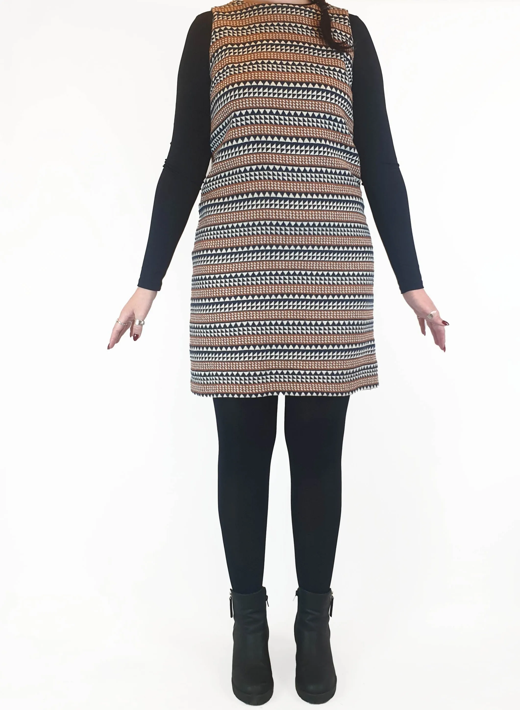 Hi There by Karen Walker unique print cotton mix knit sleeveless dress size 12