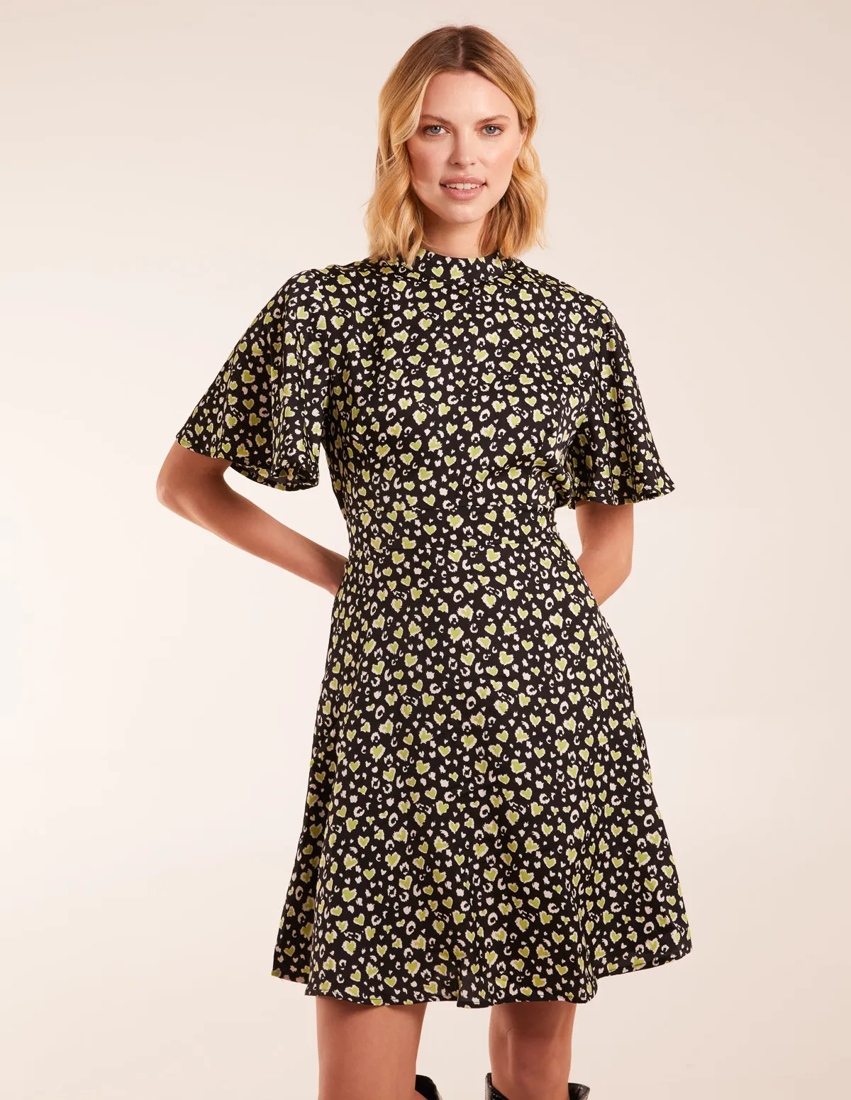 High Neck Flutter Sleeve