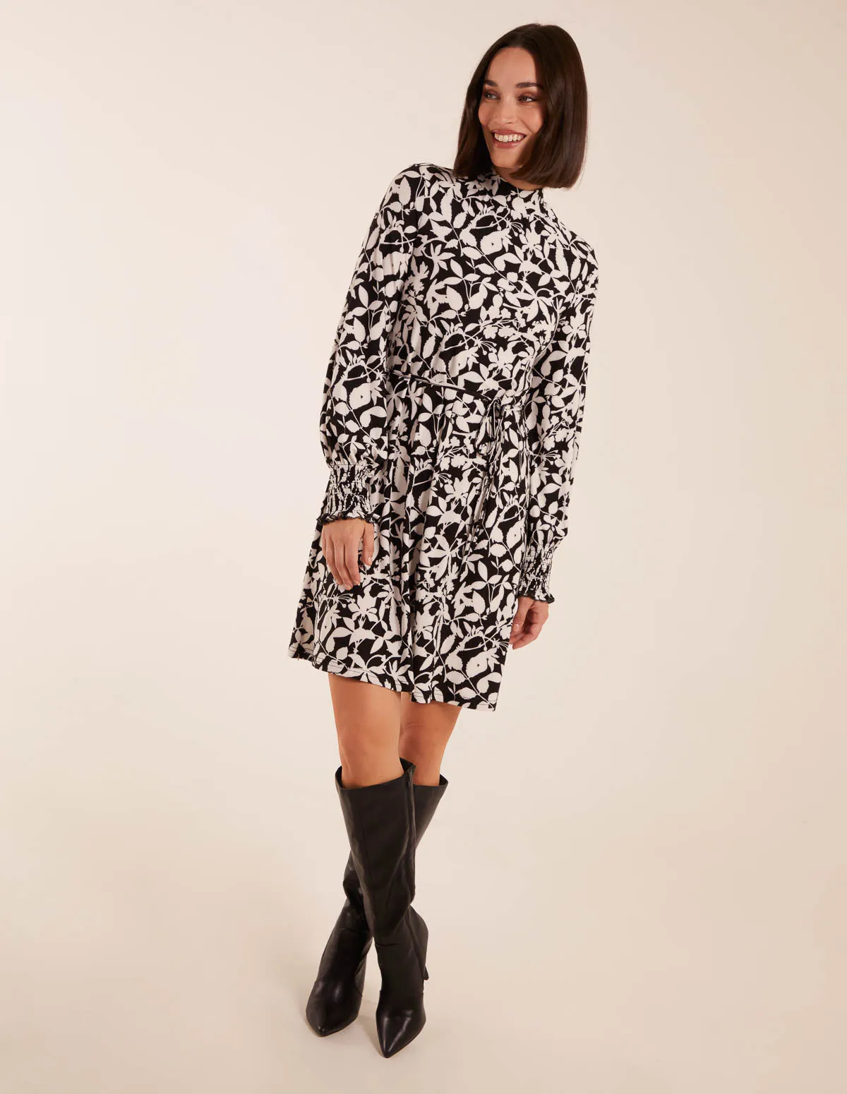 High Neck Long Sleeve Dress