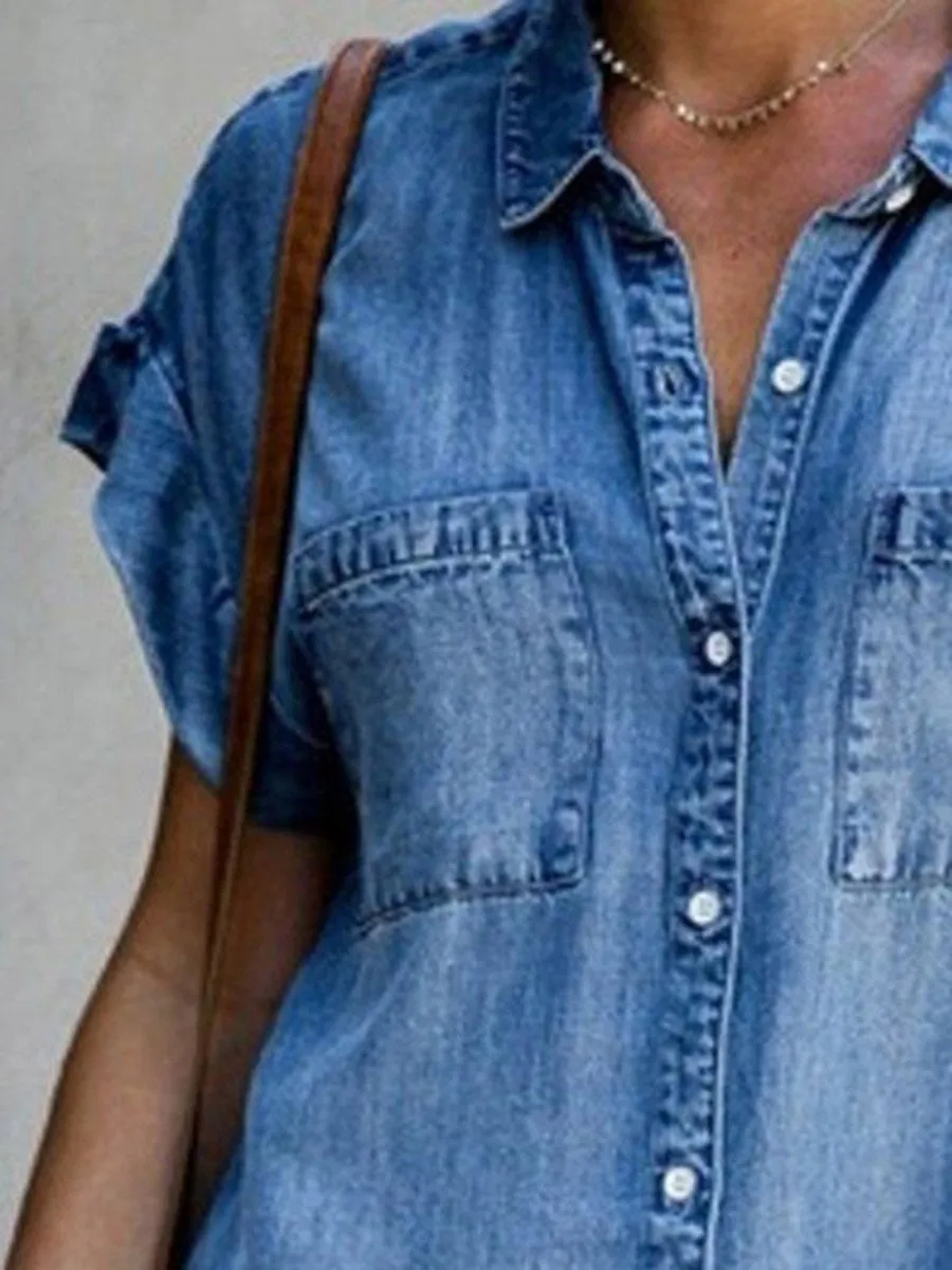 iForgirls Button Denim Dress