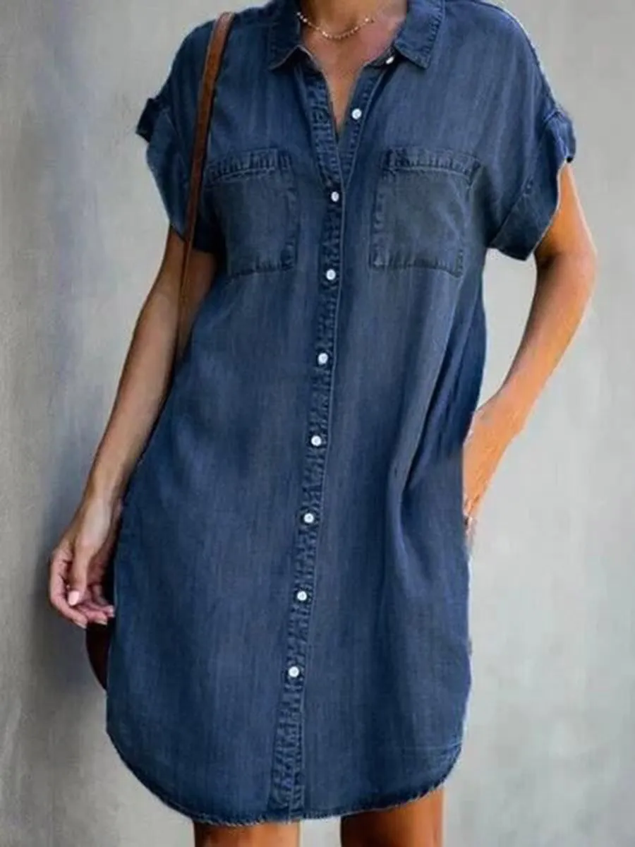 iForgirls Button Denim Dress