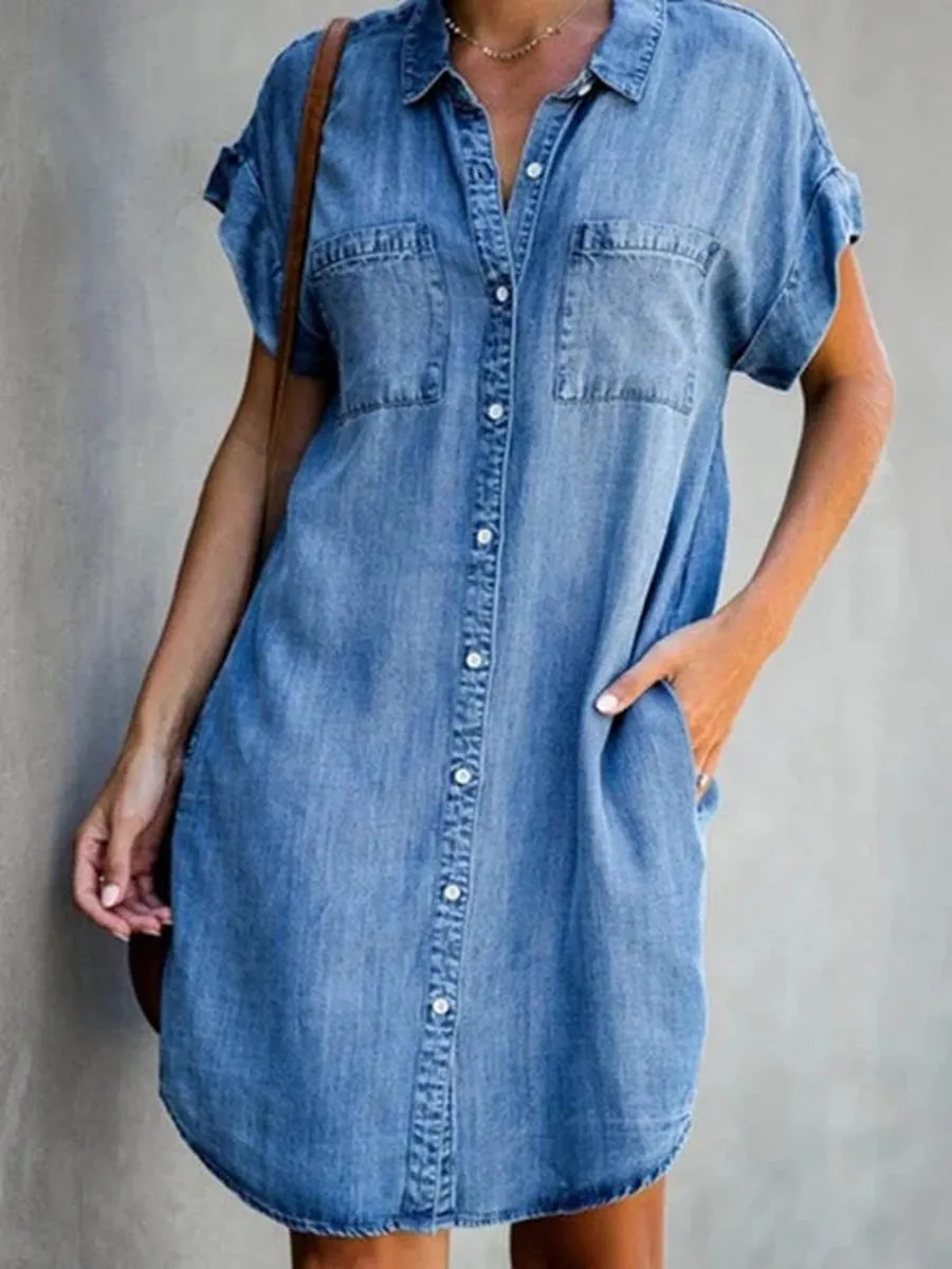 iForgirls Button Denim Dress