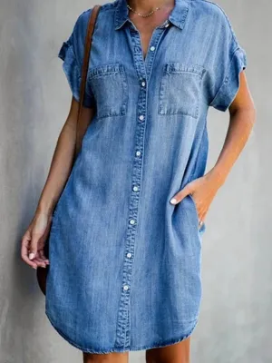 iForgirls Button Denim Dress