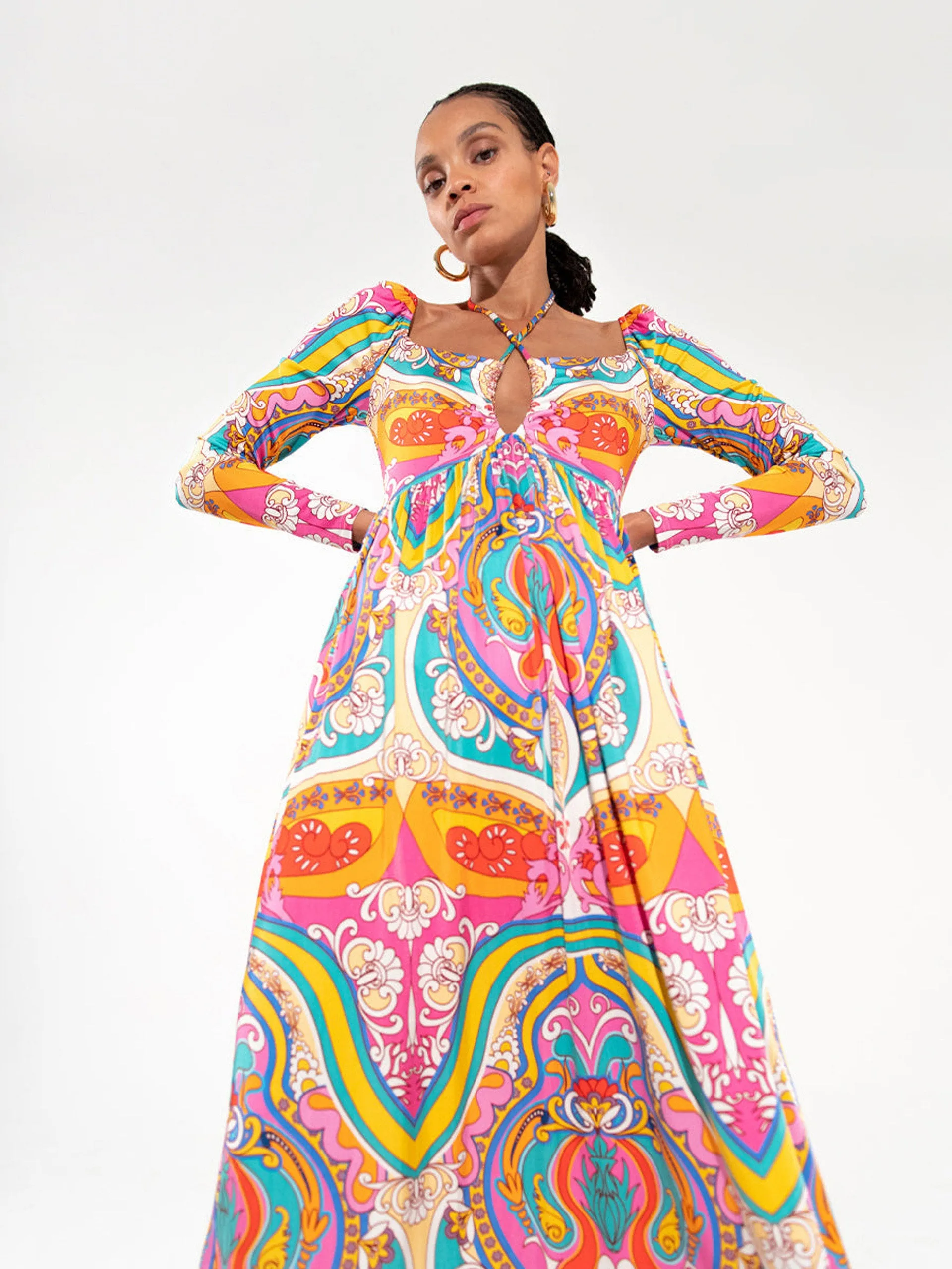 India maxi dress in Bia red print