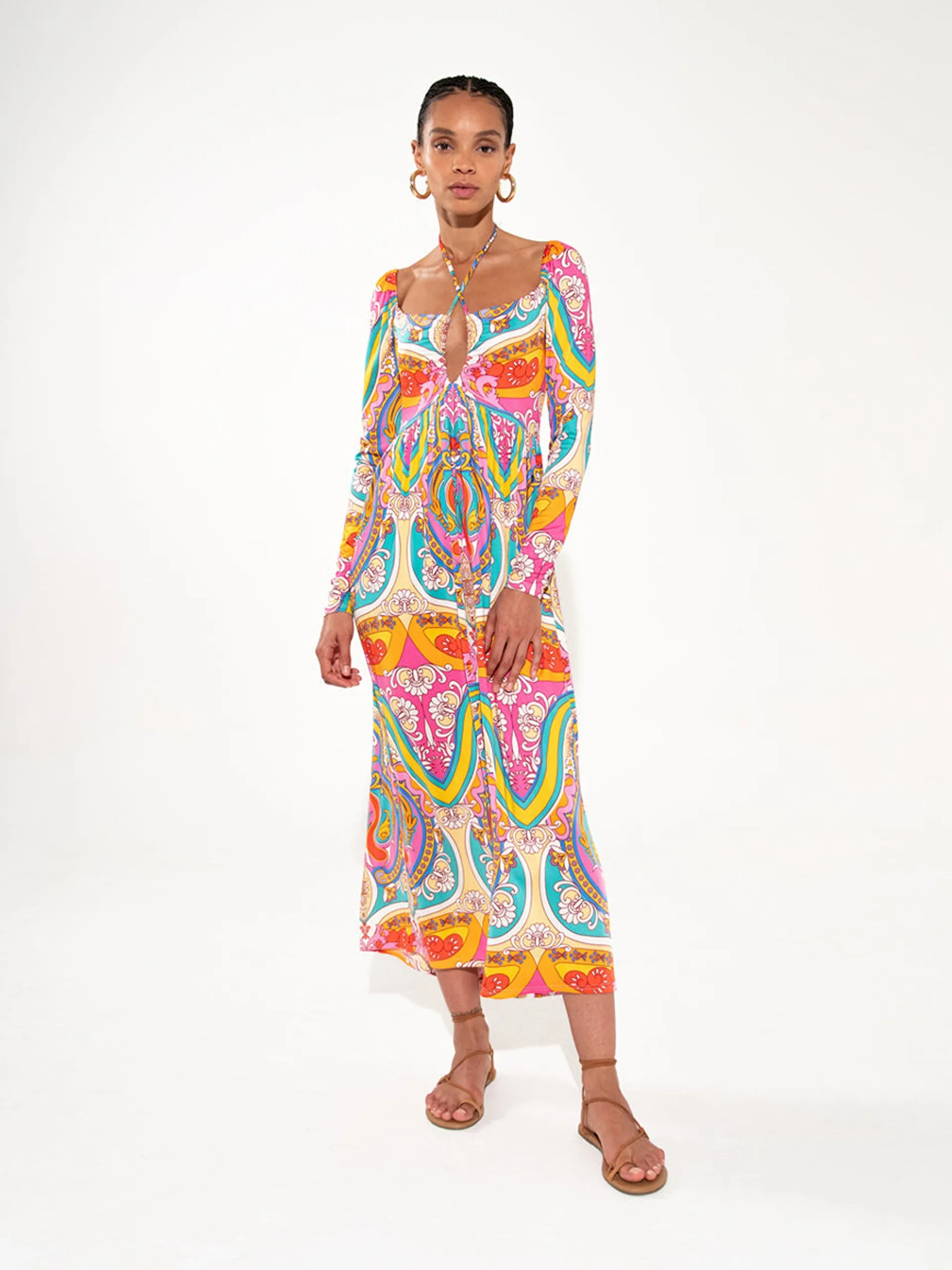 India maxi dress in Bia red print