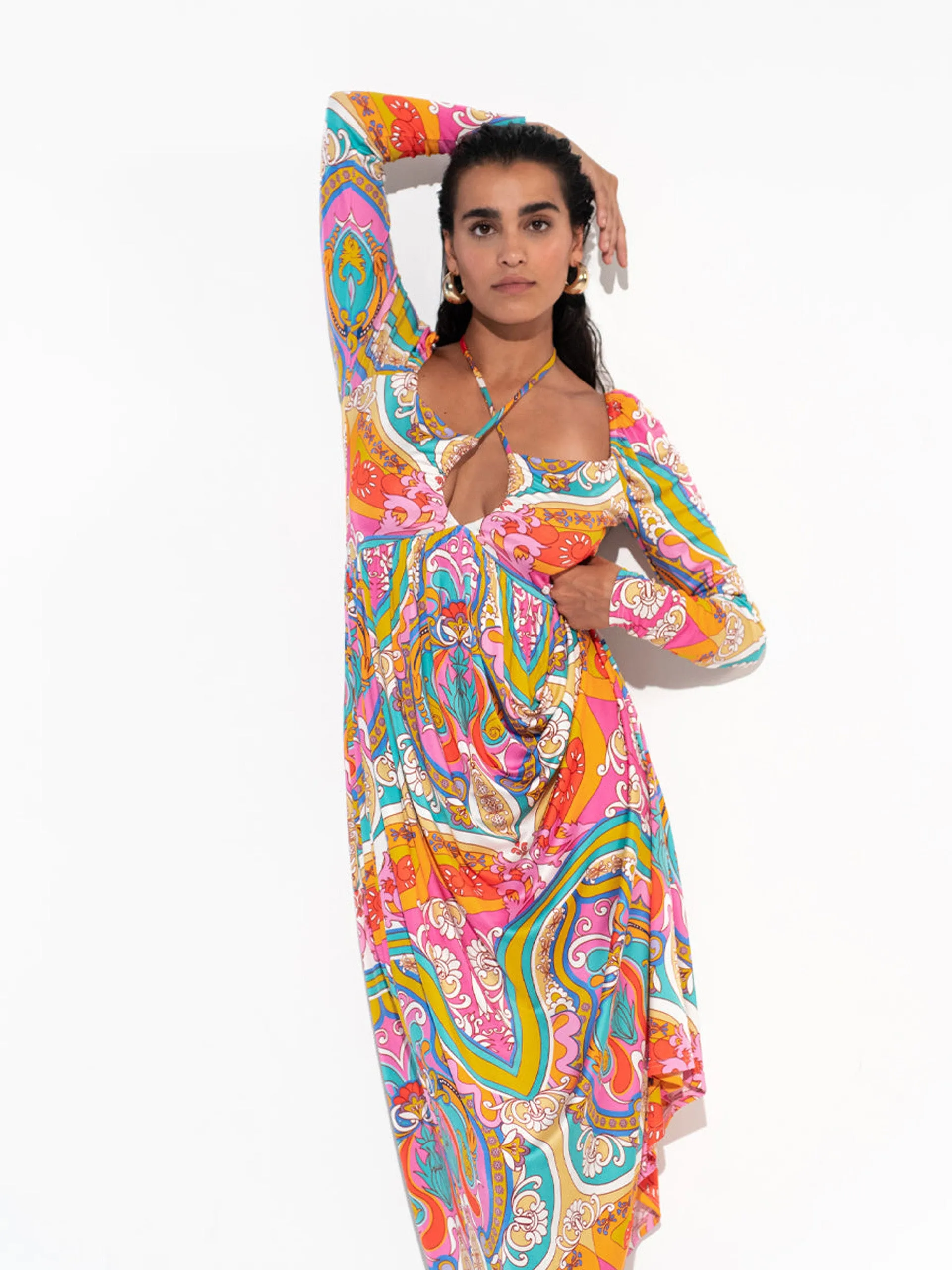 India maxi dress in Bia red print