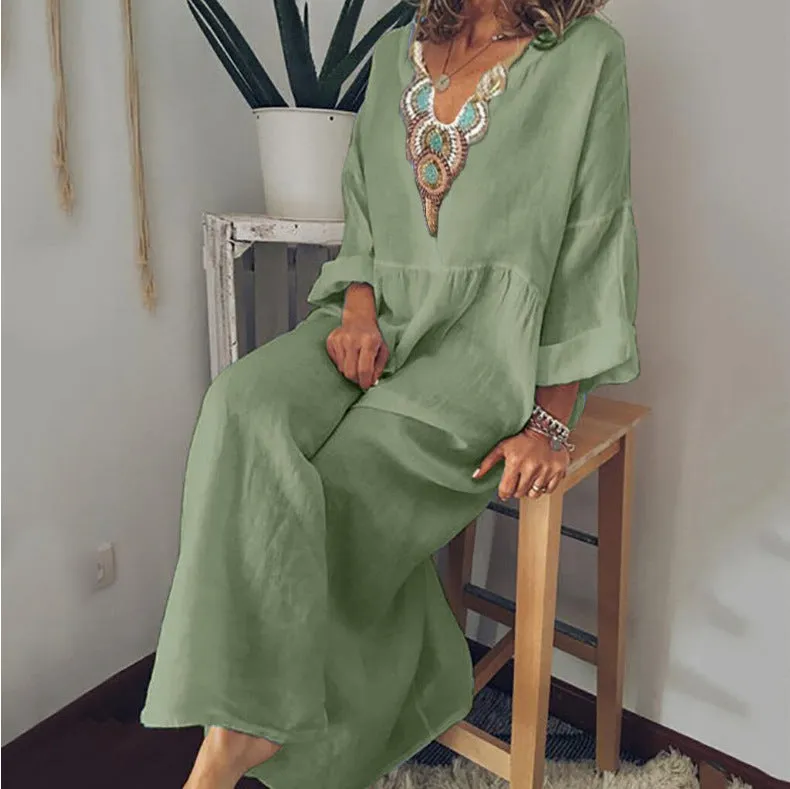 Ivy || Casual Printed Long-sleeved Dress