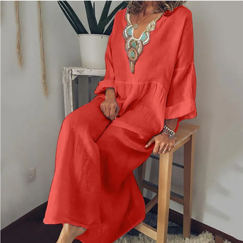 Ivy || Casual Printed Long-sleeved Dress