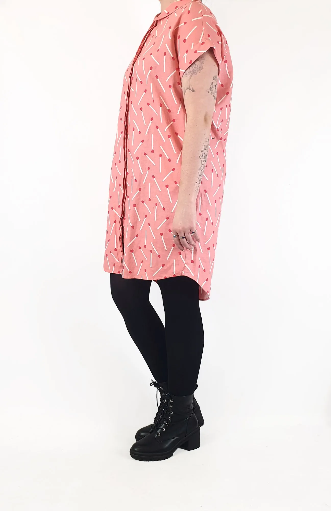 Jericho Road pink matchstick print shirt dress size 12