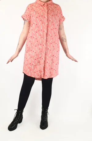 Jericho Road pink matchstick print shirt dress size 12