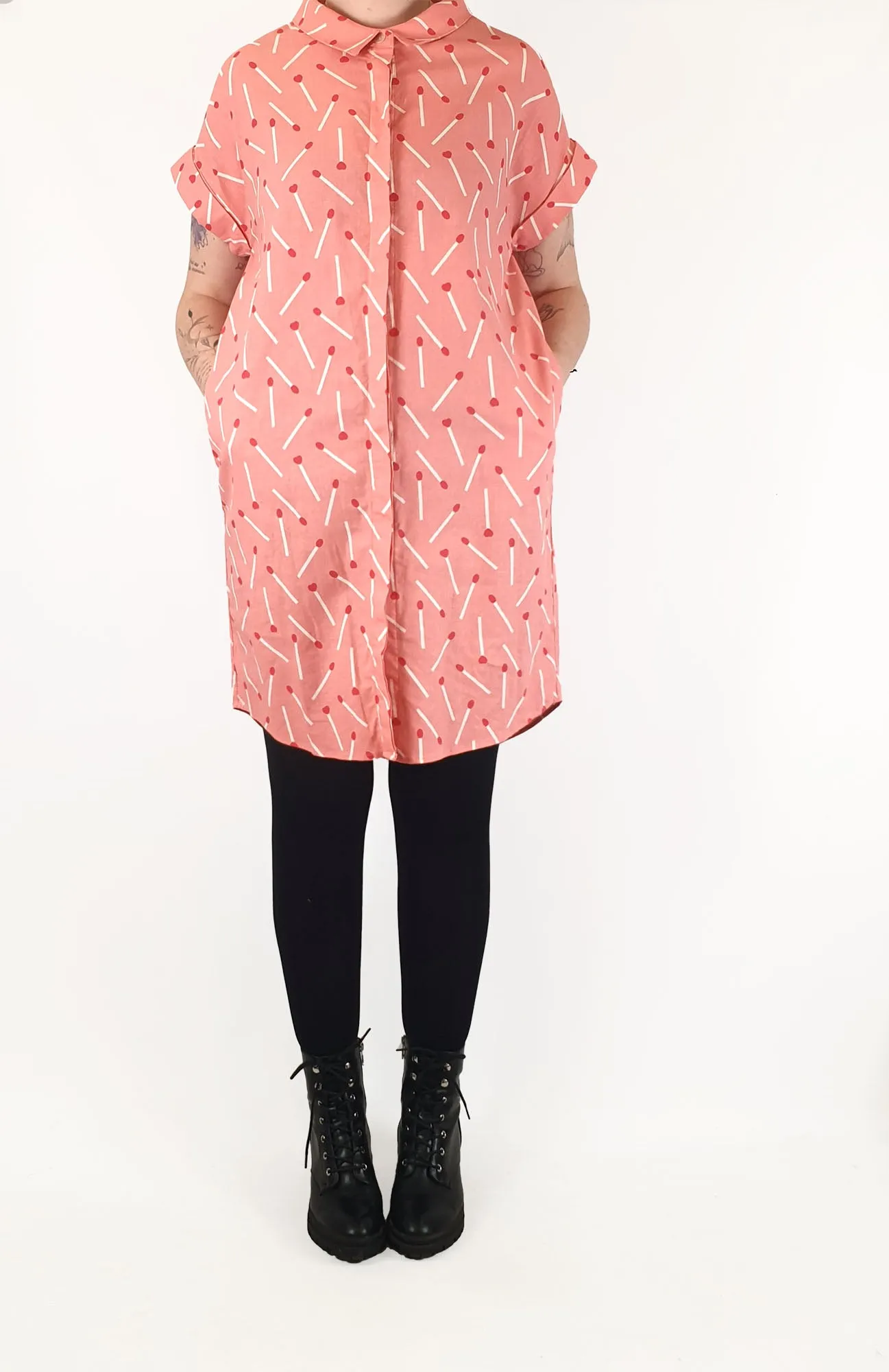 Jericho Road pink matchstick print shirt dress size 12