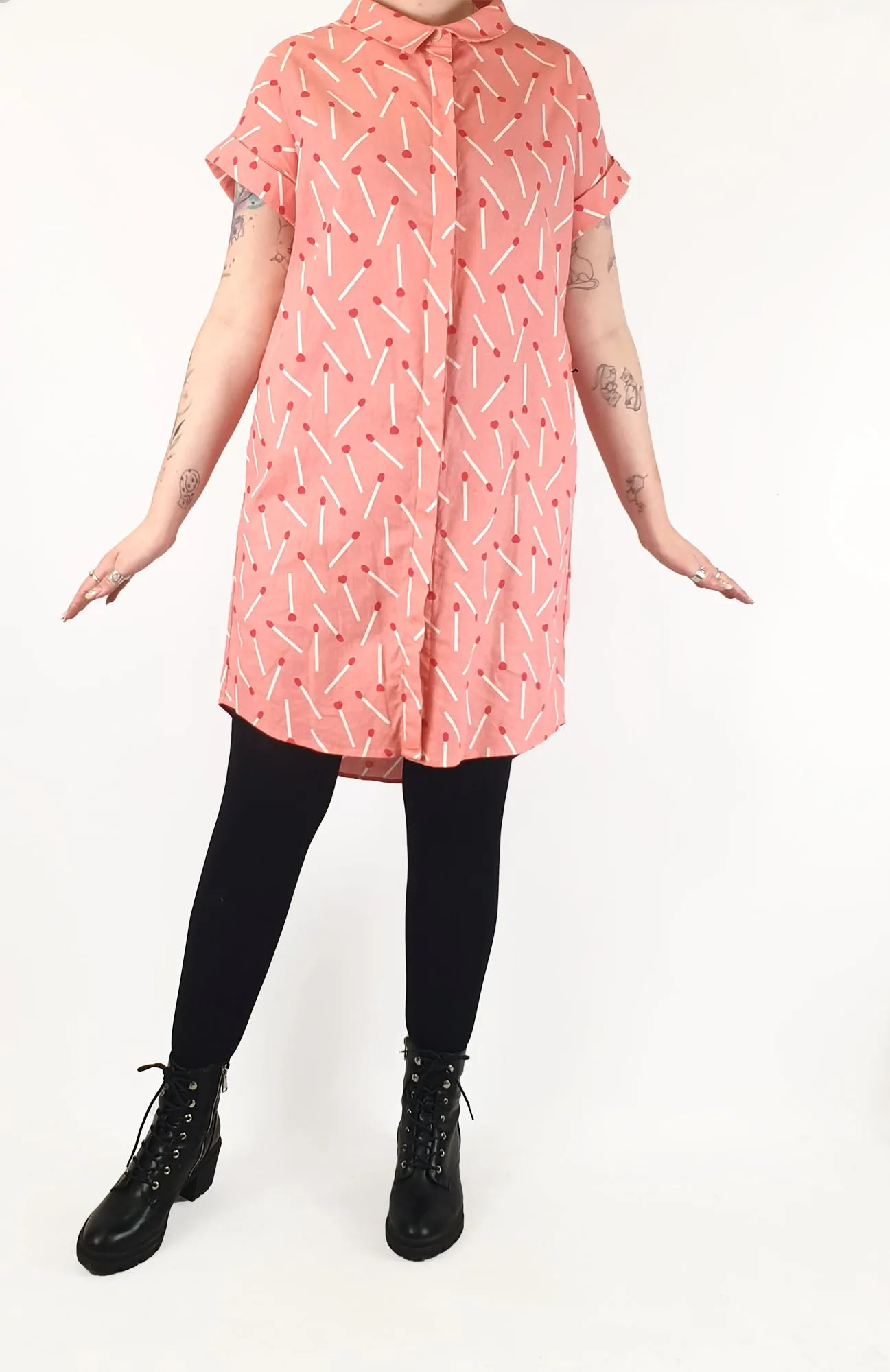 Jericho Road pink matchstick print shirt dress size 12