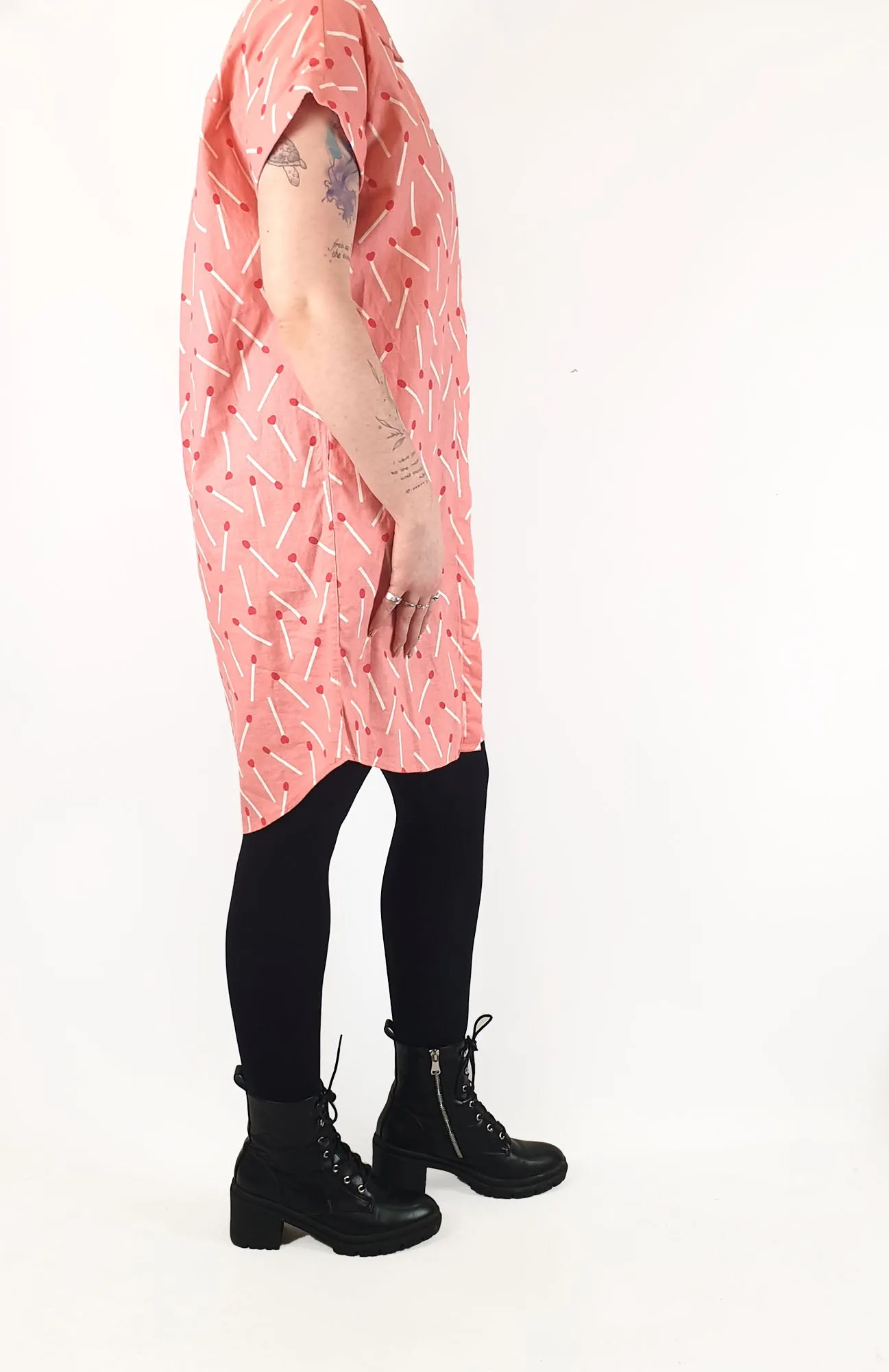 Jericho Road pink matchstick print shirt dress size 12