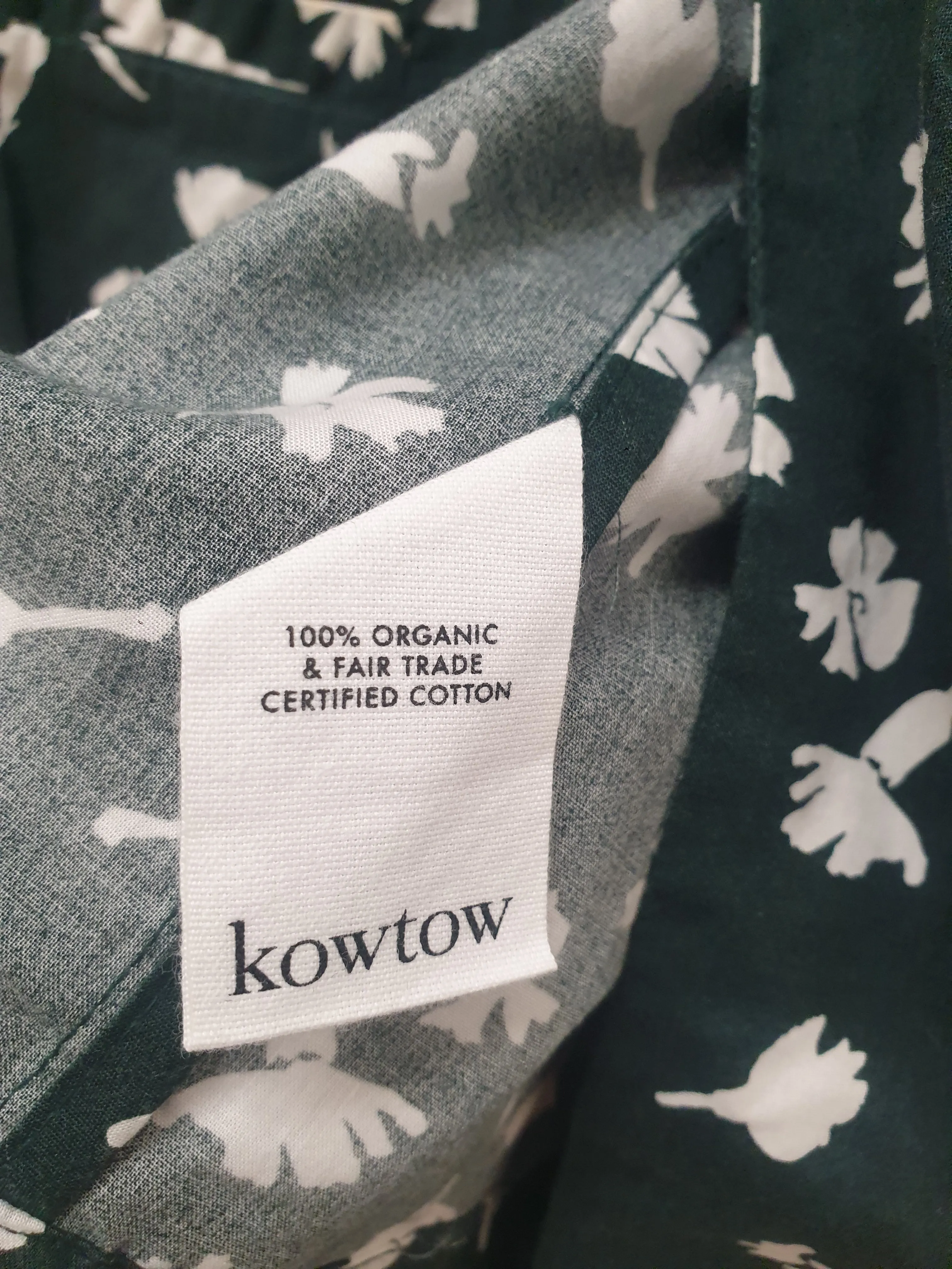 Kowtow green floral print cotton long blazer / jacket size M