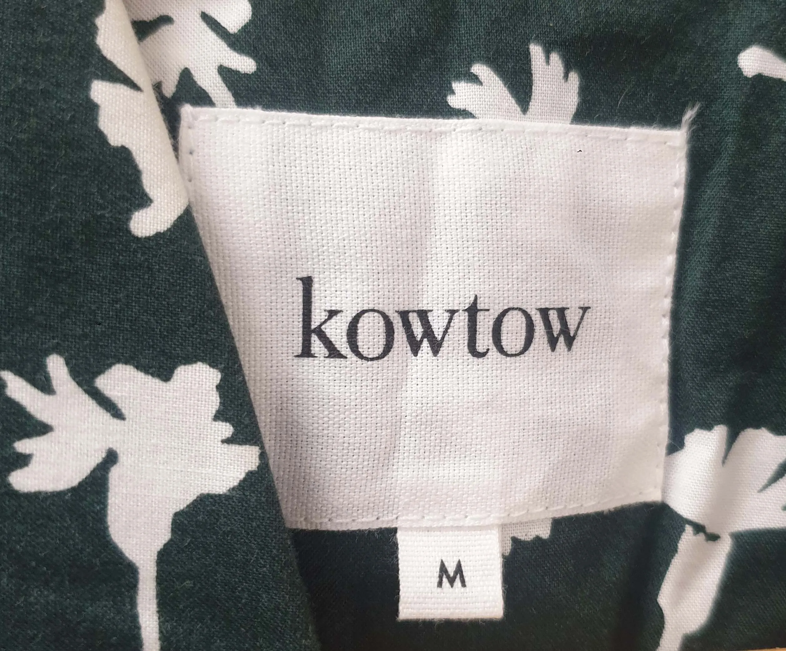 Kowtow green floral print cotton long blazer / jacket size M