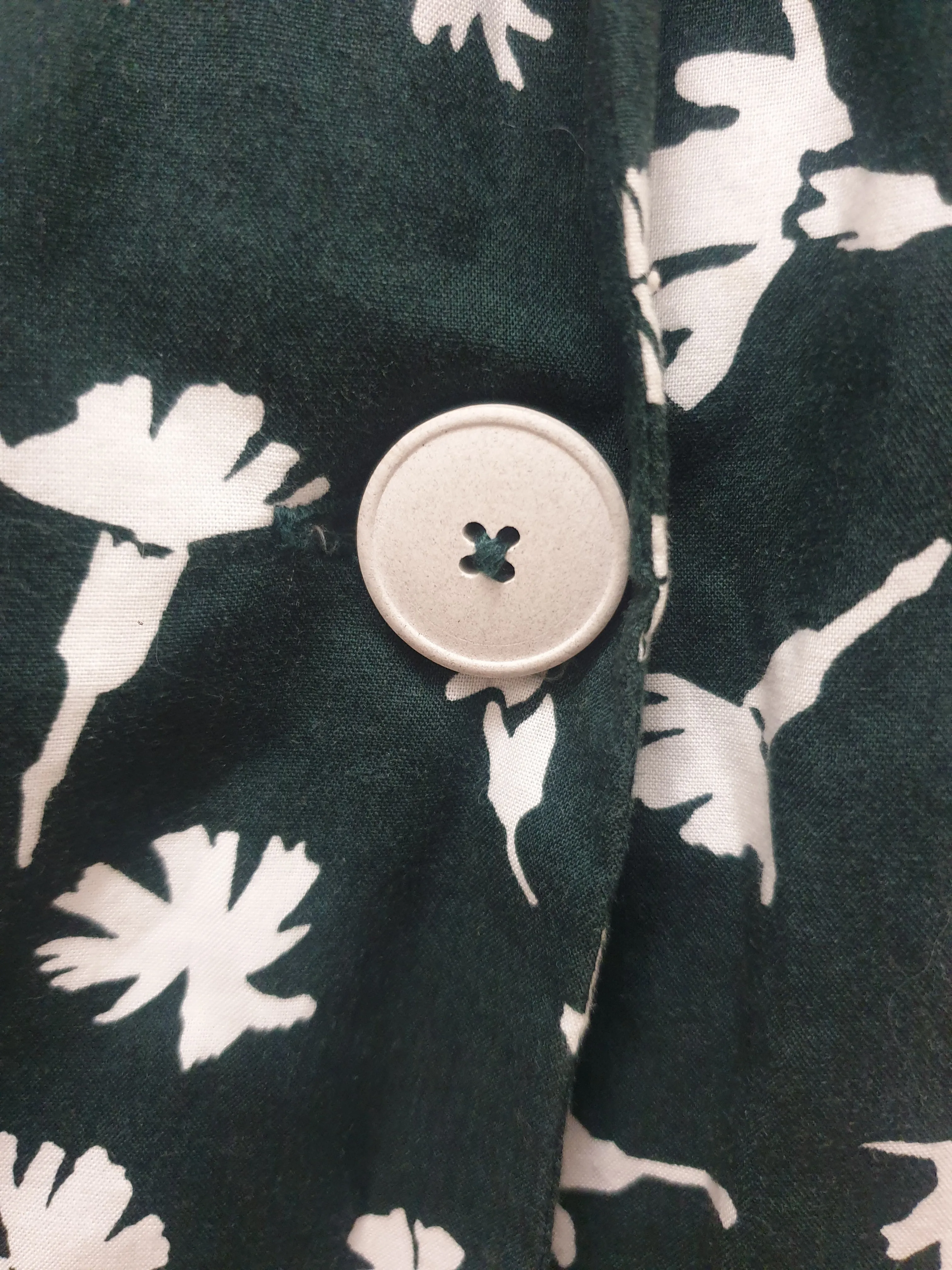 Kowtow green floral print cotton long blazer / jacket size M