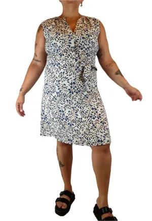 Leona Edminston blue and white print sleeveless dress size 14 (as new with tags)
