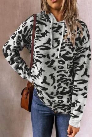 Leopard Sweater Hoodie - Gray