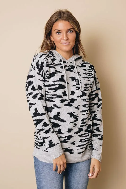 Leopard Sweater Hoodie - Gray