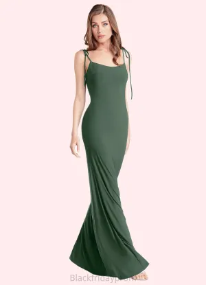 Lesley Sheath Bow Luxe Knit Floor-Length Dress Eucalyptus BF2P0022744