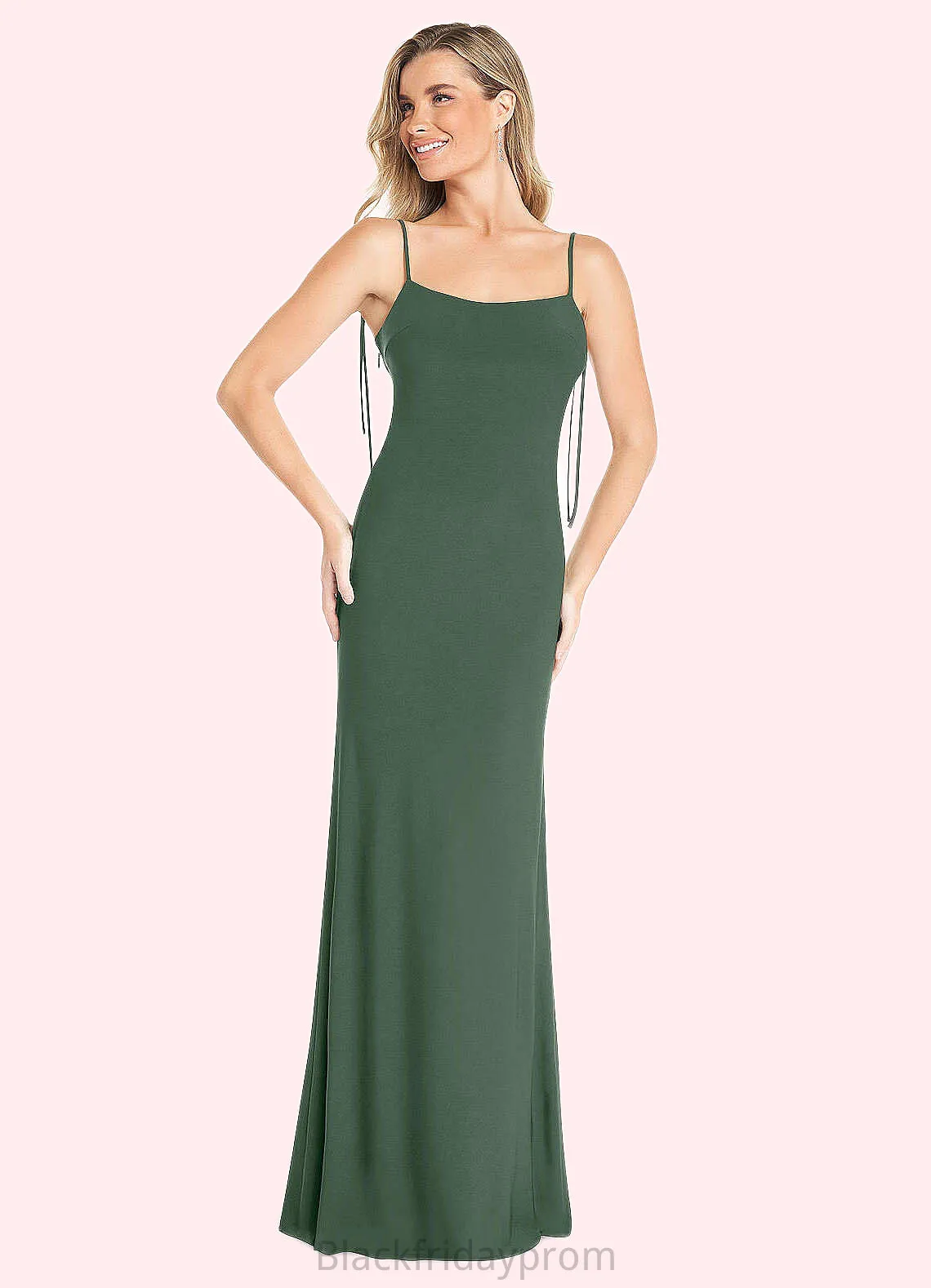 Lesley Sheath Bow Luxe Knit Floor-Length Dress Eucalyptus BF2P0022744