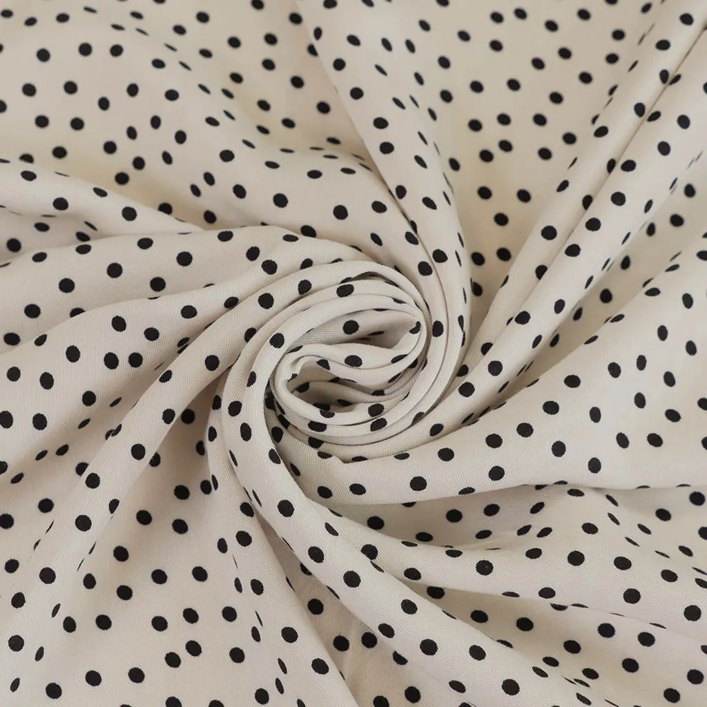 Linz - Parchment Cream Dotty Viscose Woven Twill Fabric Sample